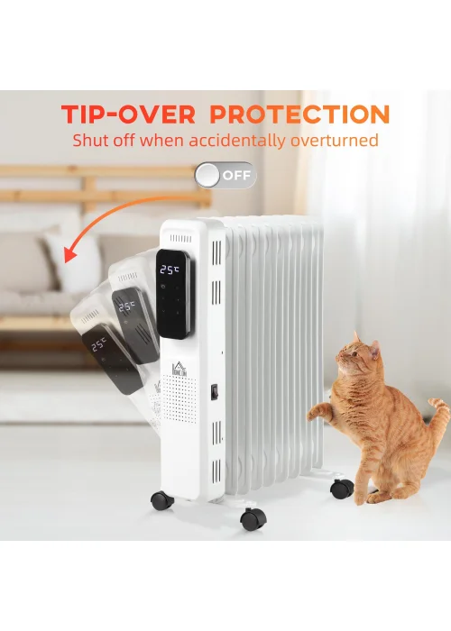 HOMCOM Oil Filled Nine Fin Portable Radiator (42.5cm x 24cm x 63cm) - One Size Image 5