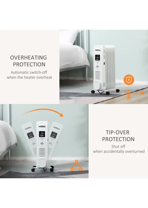 HOMCOM Oil Filled Radiator Space Heater (36.5cm x 24cm x 64cm) - No Size Image 4