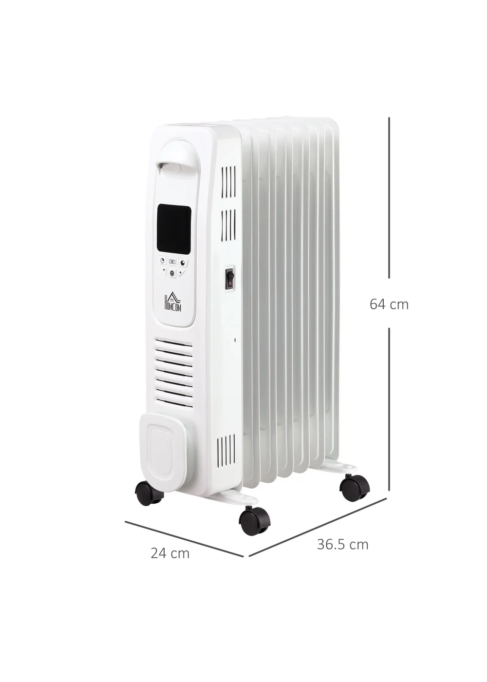 HOMCOM Oil Filled Radiator Space Heater (36.5cm x 24cm x 64cm) - No Size Image 3