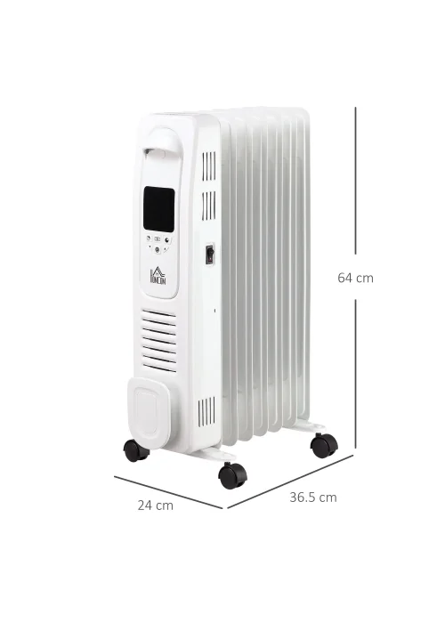 HOMCOM Oil Filled Radiator Space Heater (36.5cm x 24cm x 64cm) - No Size Image 3