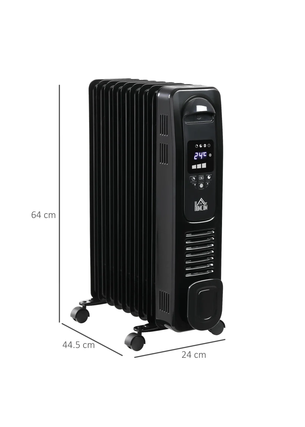 HOMCOM Oil Filled Radiator Electric Heater (44.5cm x 24cm x 64cm) - No Size Image 3