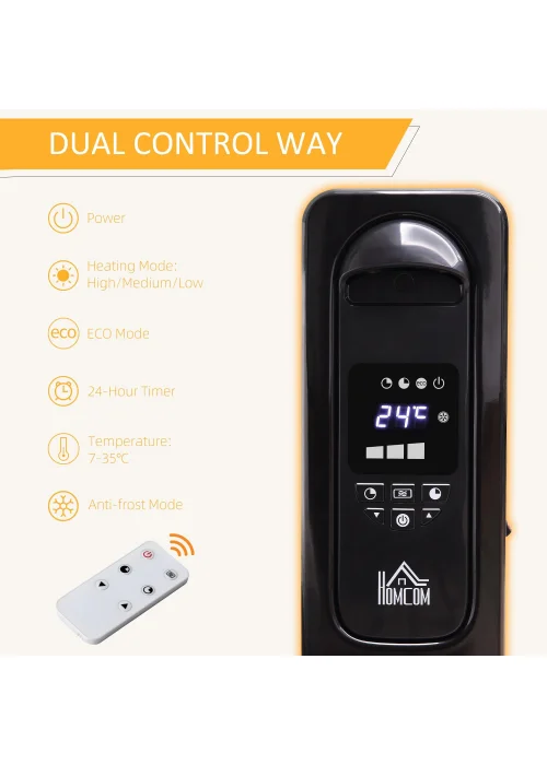 HOMCOM Oil Filled Radiator Electric Heater (44.5cm x 24cm x 64cm) - No Size Image 5