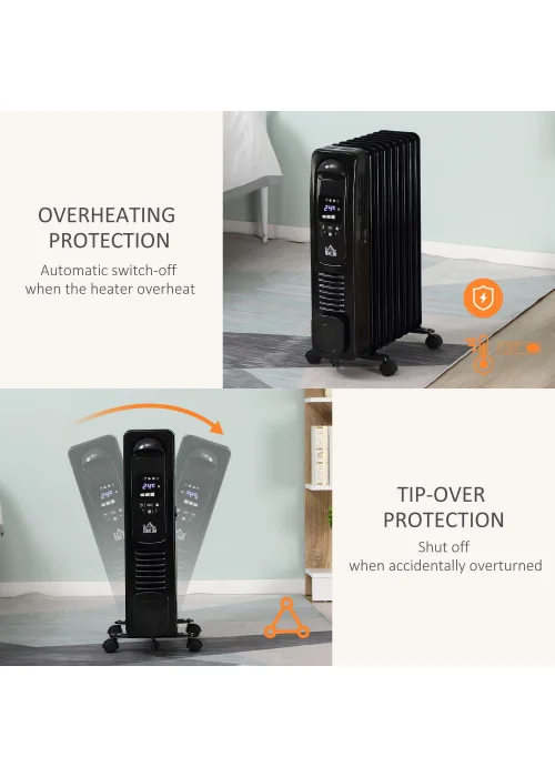 HOMCOM Oil Filled Radiator Electric Heater (44.5cm x 24cm x 64cm) - No Size Image 4