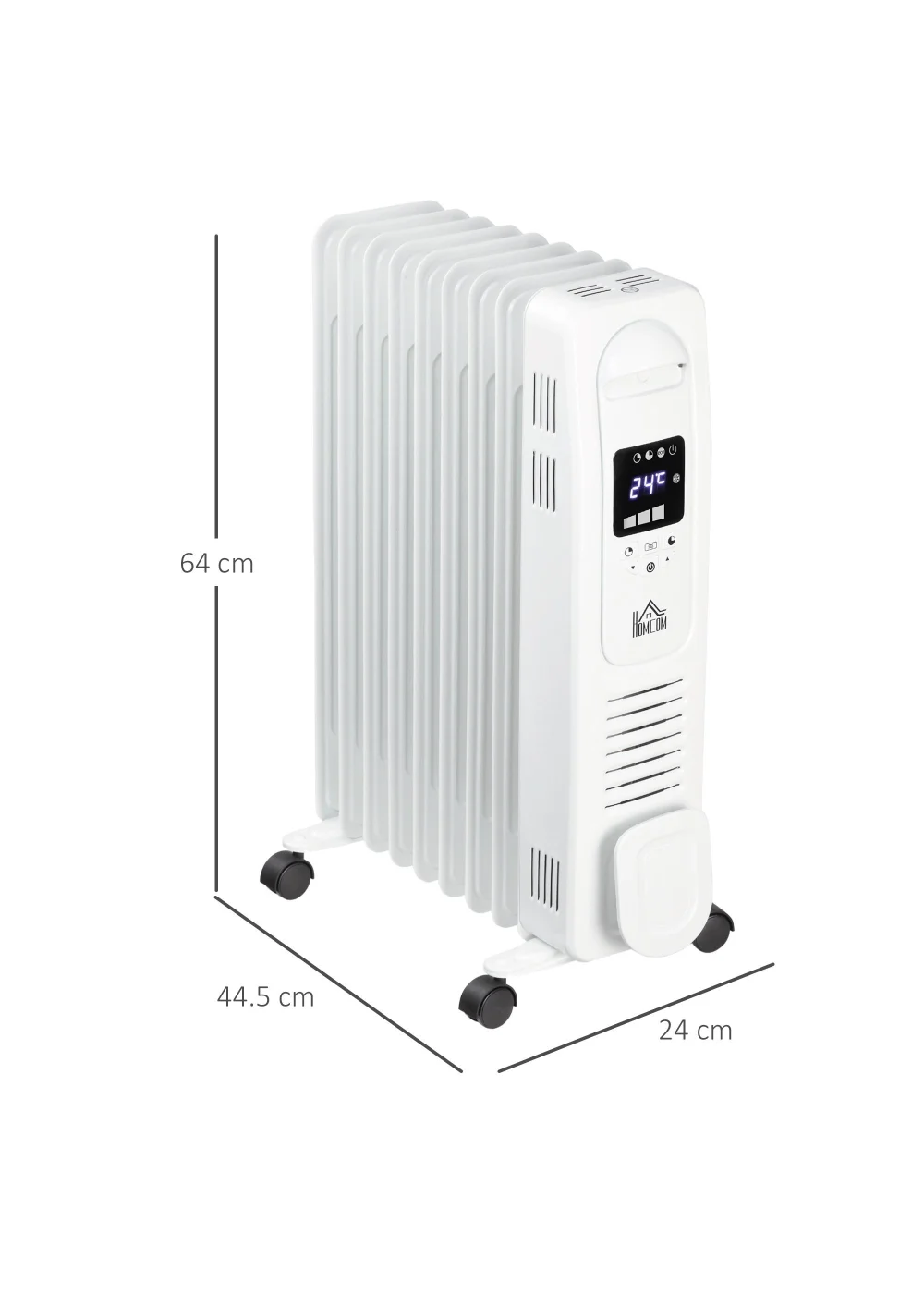 HOMCOM Oil Filled Radiator Electric Heater (44.5cm x 24cm x 64cm) - No Size Image 3