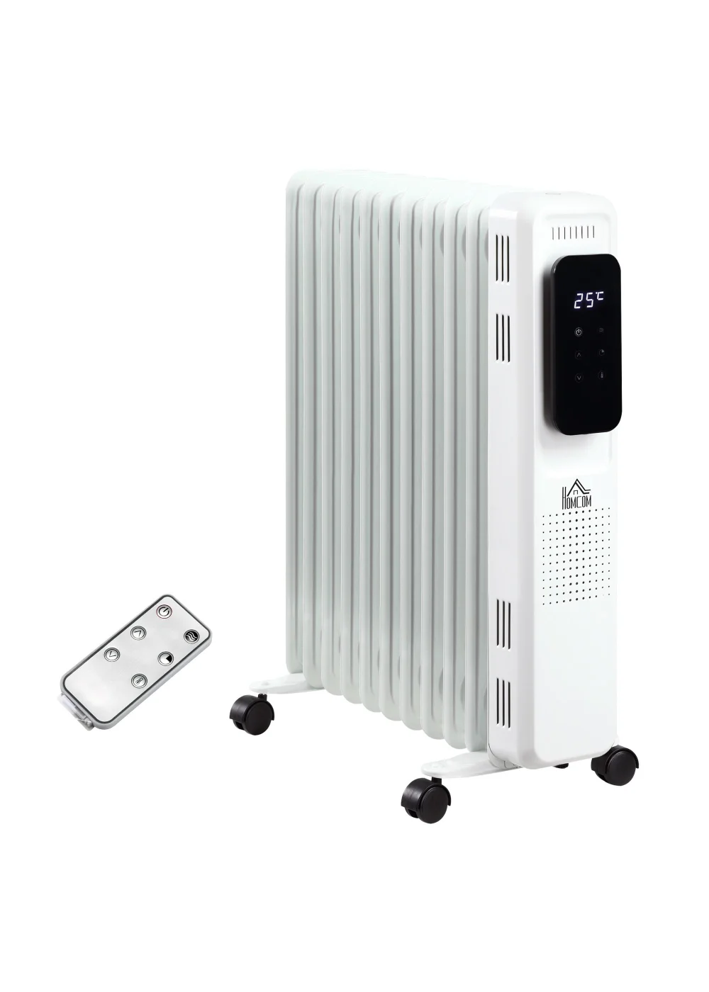 HOMCOM 2500W Oil Filled 11 Fin Portable Radiator (63cm x 50.5cm x 24cm) - One Size Image 1