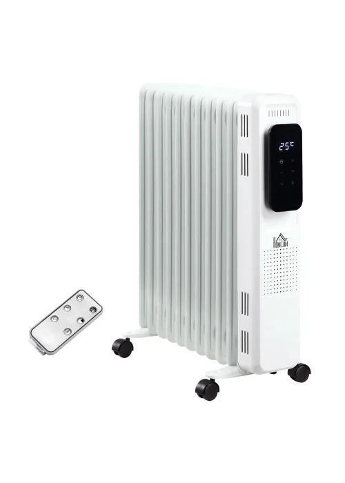 HOMCOM 2500W Oil Filled 11 Fin Portable Radiator (63cm x 50.5cm x 24cm) - One Size Image 1