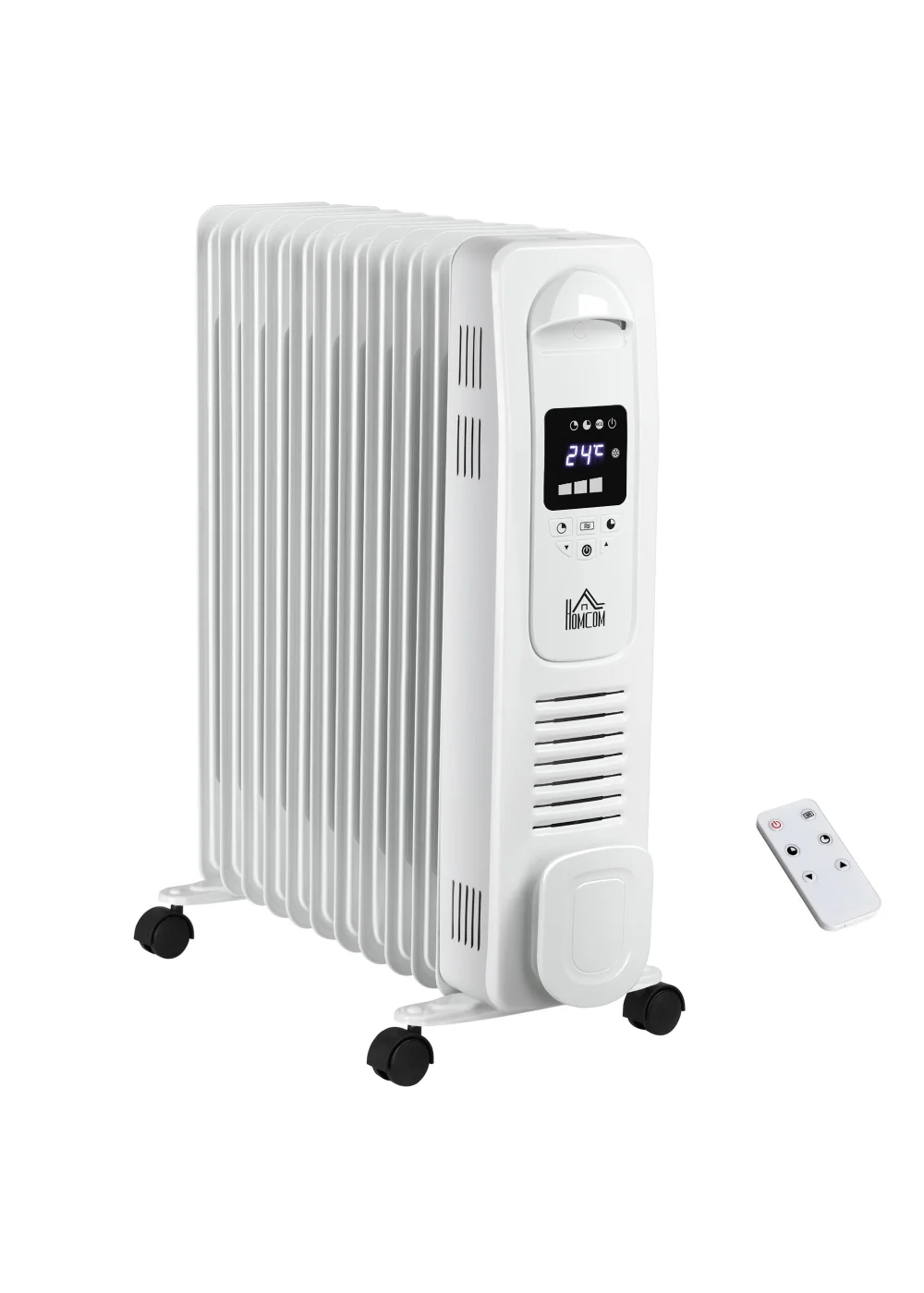 HOMCOM 2500W Oil Filled Portable Radiator Heater (64cm x 53cm x 24cm) - One Size Image 1