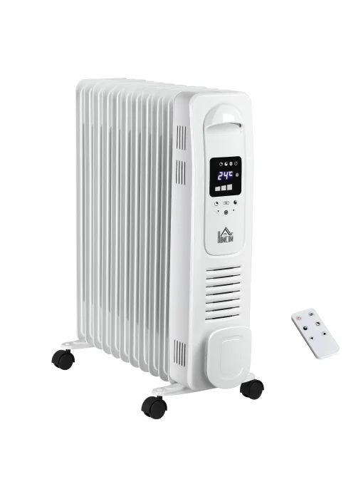 HOMCOM 2500W Oil Filled Portable Radiator Heater (64cm x 53cm x 24cm) - One Size Image 1
