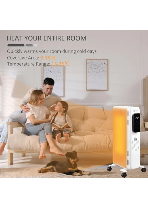 HOMCOM Oil Filled Radiator Heater (34.5cm x 24cm x 63cm) - One Size Image 4