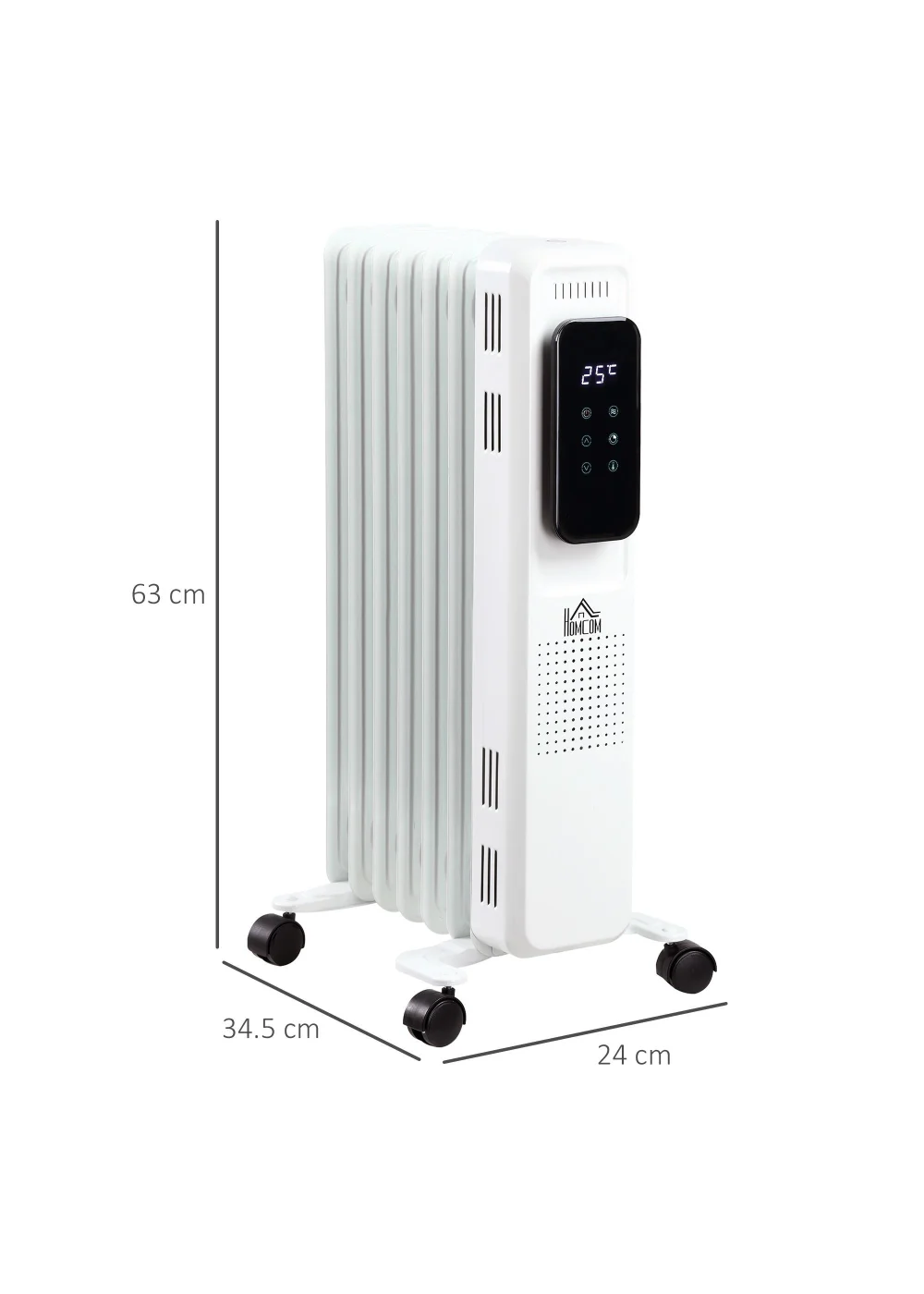 HOMCOM Oil Filled Radiator Heater (34.5cm x 24cm x 63cm) - One Size Image 3