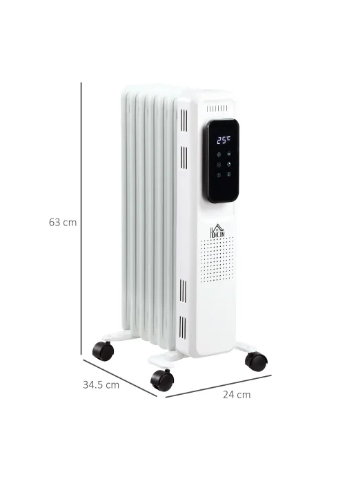 HOMCOM Oil Filled Radiator Heater (34.5cm x 24cm x 63cm) - One Size Image 3