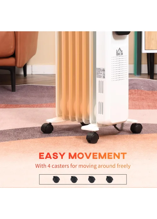 HOMCOM Oil Filled Radiator Heater (34.5cm x 24cm x 63cm) - One Size Image 5