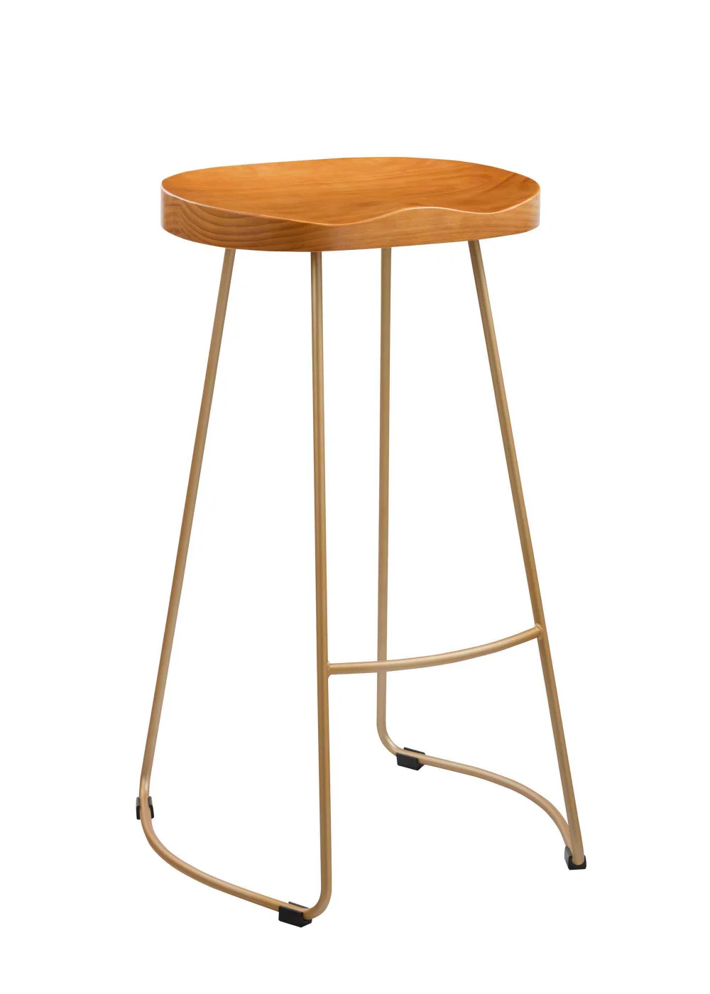 LPD Furniture Bailey Pine Wood Seat Gold Effect Leg Bar Stool (760x455x475mm) - No Size Image 1