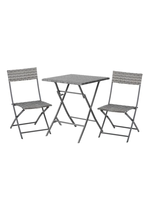 Outsunny 3 Pieces Outdoor Rattan Bistro Set PE - No Size Image 2