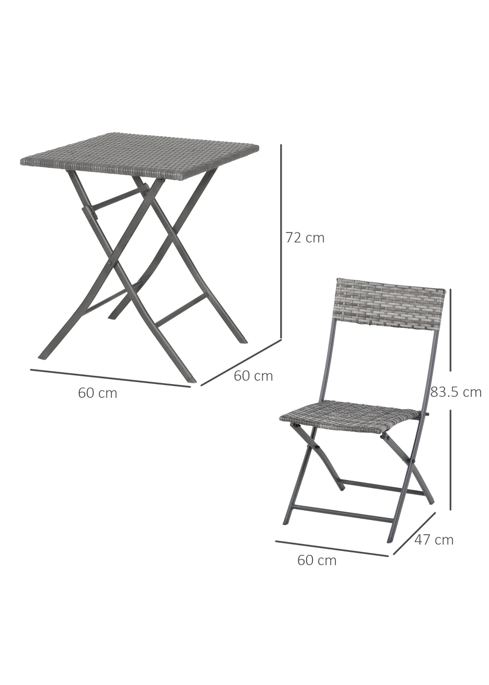 Outsunny 3 Pieces Outdoor Rattan Bistro Set PE - No Size Image 3