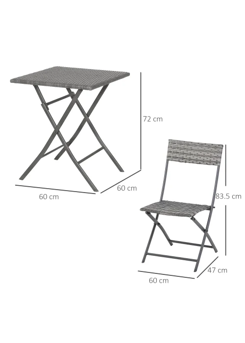 Outsunny 3 Pieces Outdoor Rattan Bistro Set PE - No Size Image 3