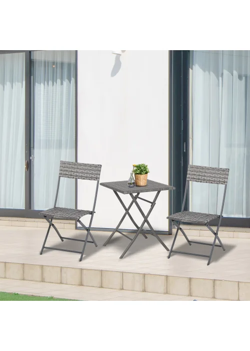 Outsunny 3 Pieces Outdoor Rattan Bistro Set PE - No Size Image 1