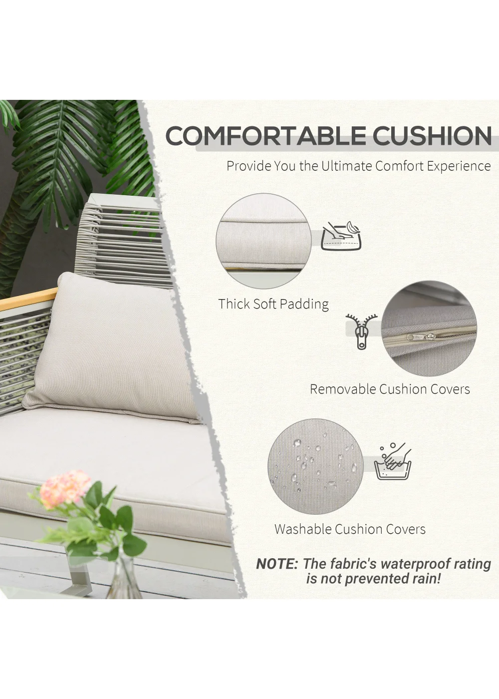 Outsunny 4 Piece Rope Rattan Effect Outdoor Furniture Set - No Size Image 5
