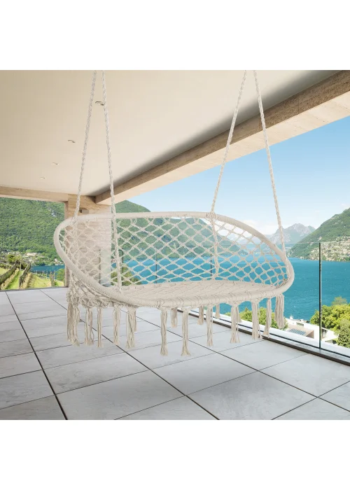 Outsunny 2-Seater Hanging Hammock Chair with Soft Cushion for Patio, Garden, Balcony, Living Room - No Size Image 1