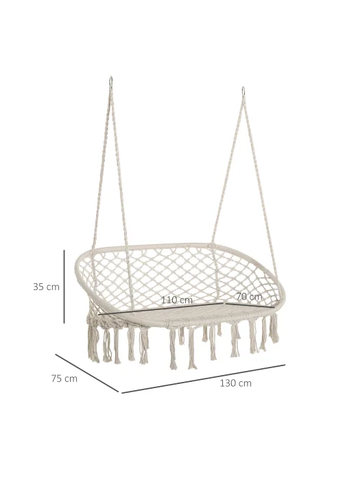 Outsunny 2-Seater Hanging Hammock Chair with Soft Cushion for Patio, Garden, Balcony, Living Room - No Size Image 3