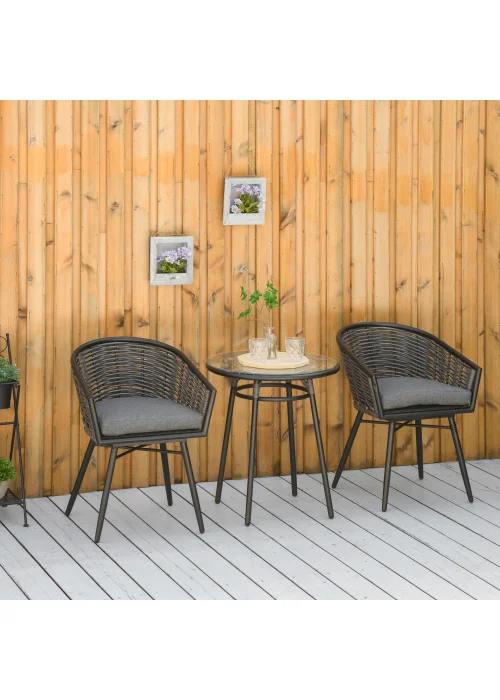 Outsunny 3 Piece Resin Wicker Bistro Outdoor Furniture Set - One Size Image 1