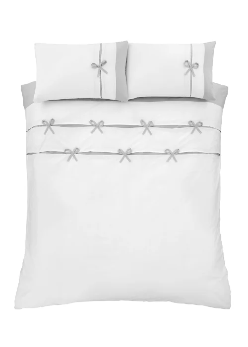 Catherine Lansfield Milo Bow Duvet Cover Set White - Single Image 5