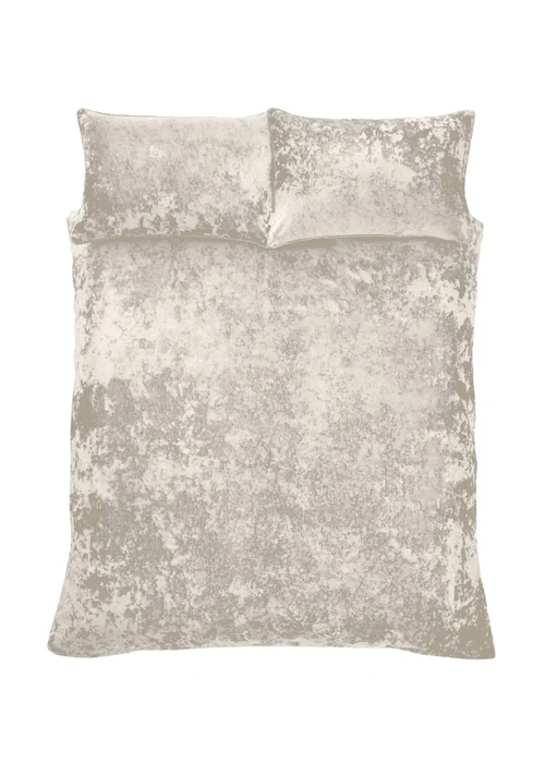 Catherine Lansfield Crushed Velvet Duvet Cover Set Natural - Double Image 4