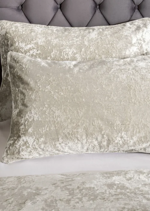 Catherine Lansfield Crushed Velvet Duvet Cover Set Natural - Double Image 2