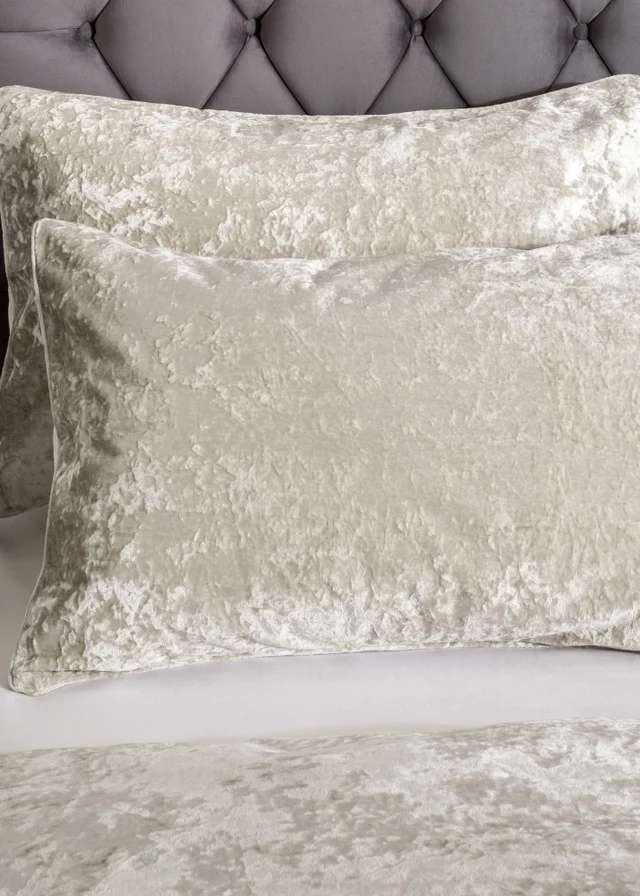 Catherine Lansfield Crushed Velvet Duvet Cover Set Natural