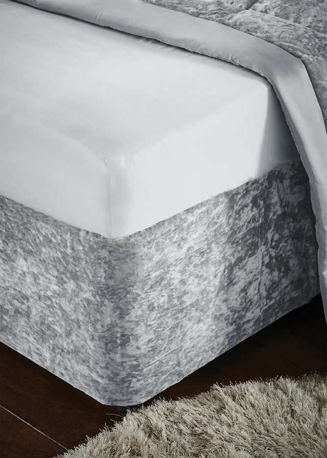 Catherine Lansfield Crushed Velvet Divan Base Wrap Silver Grey