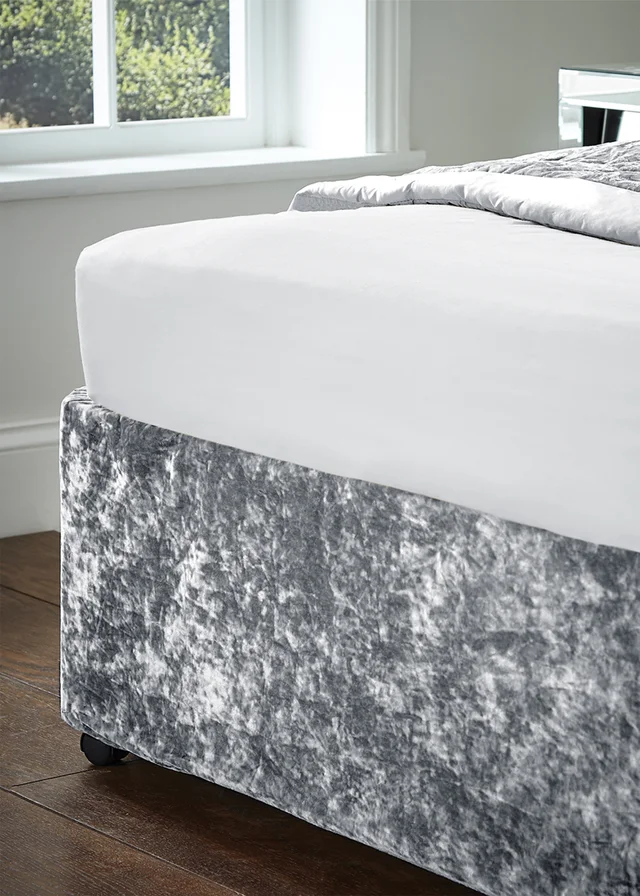 Catherine Lansfield Crushed Velvet Divan Base Wrap Silver Grey