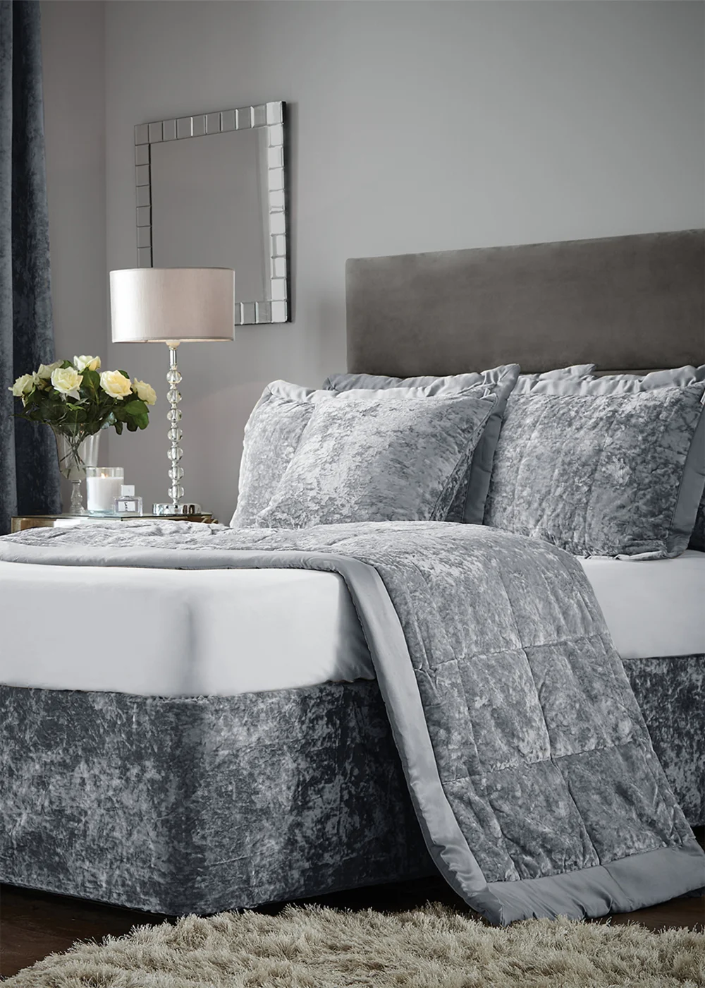 Catherine Lansfield Crushed Velvet Divan Base Wrap - Double Image 5