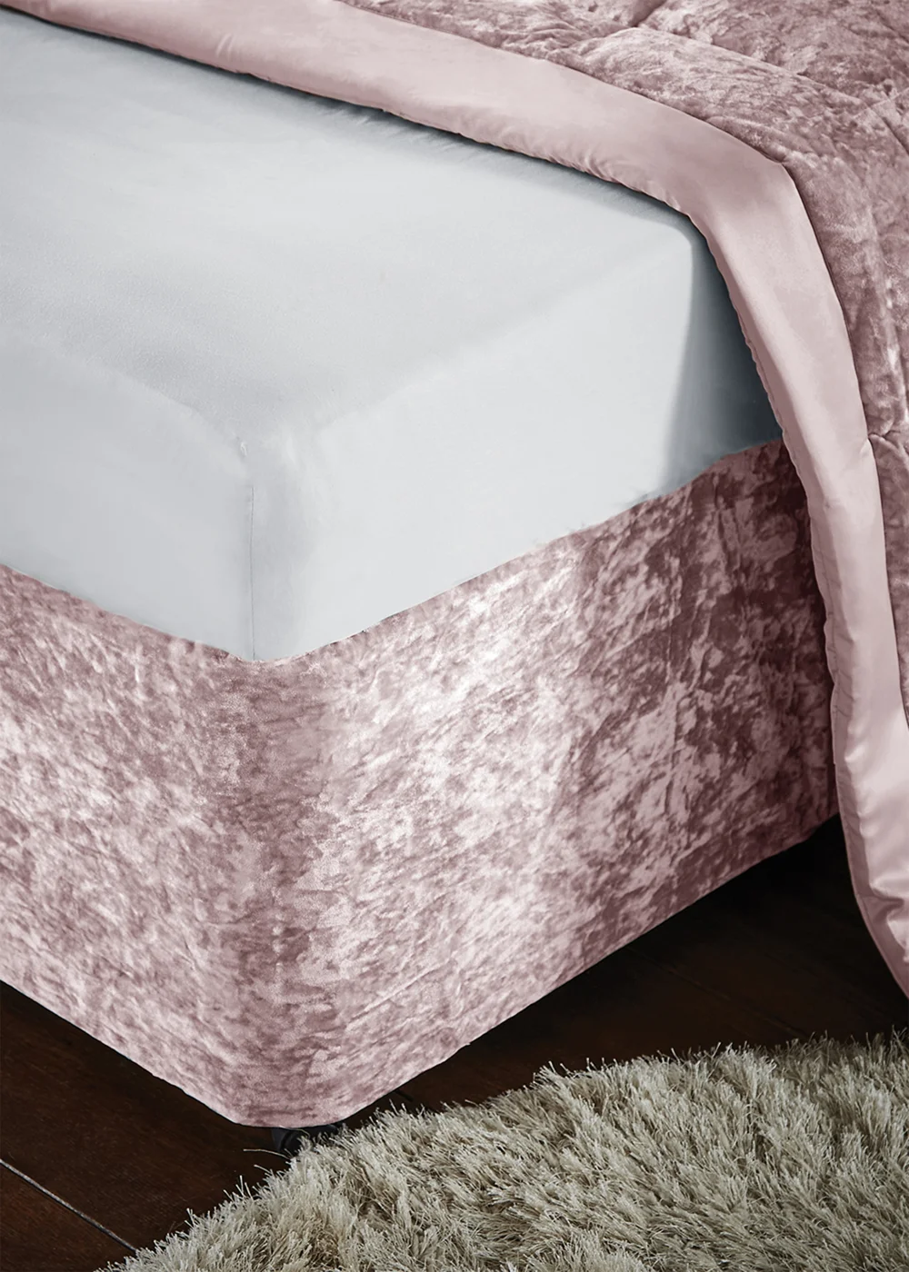 Catherine Lansfield Crushed Velvet Divan Base Wrap - Double Image 1