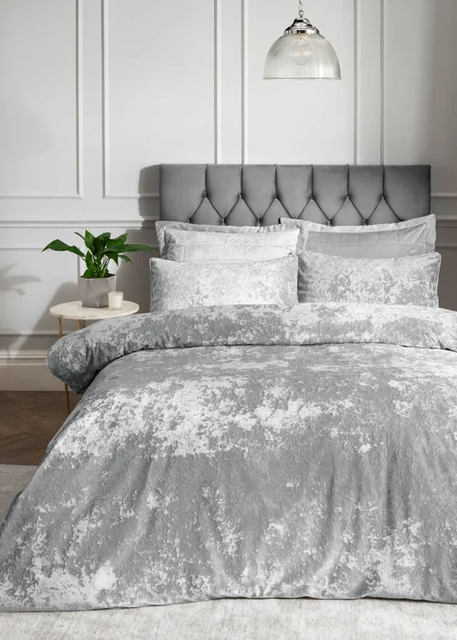 Catherine Lansfield Crushed Velvet Duvet Cover Set - Double Image 1