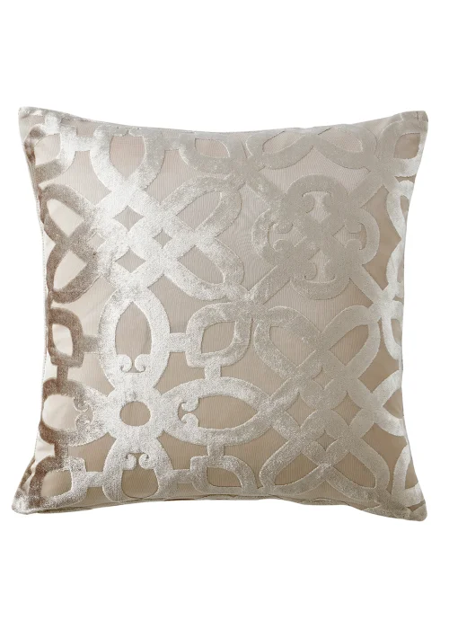 Catherine Lansfield Lattice Cut Velvet Cushion (45x45cm) - 43W X 43D Image 1