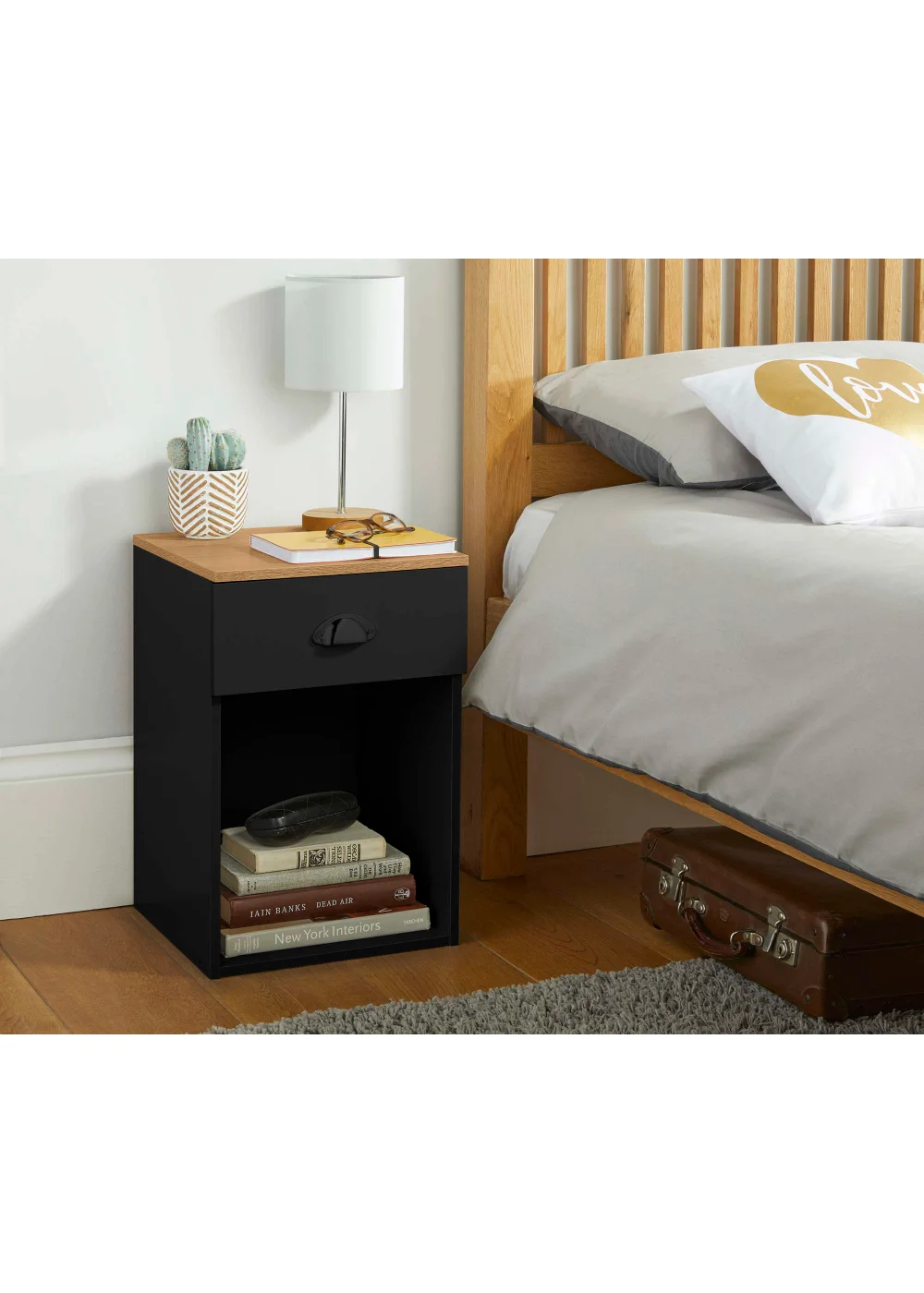 Lloyd Pascal Linwood One Drawer Bedside Table (48cm x 32cm x 31.5cm) - One Size Image 1
