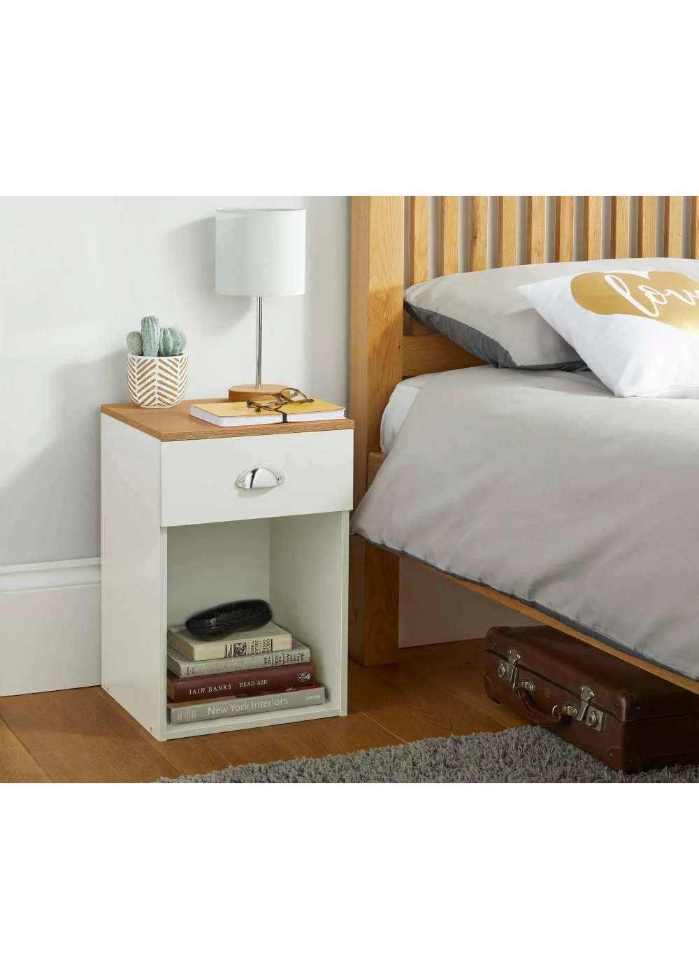 Lloyd Pascal Linwood One Drawer Bedside Table (48cm x 32cm x 31.5cm) - One Size Image 1