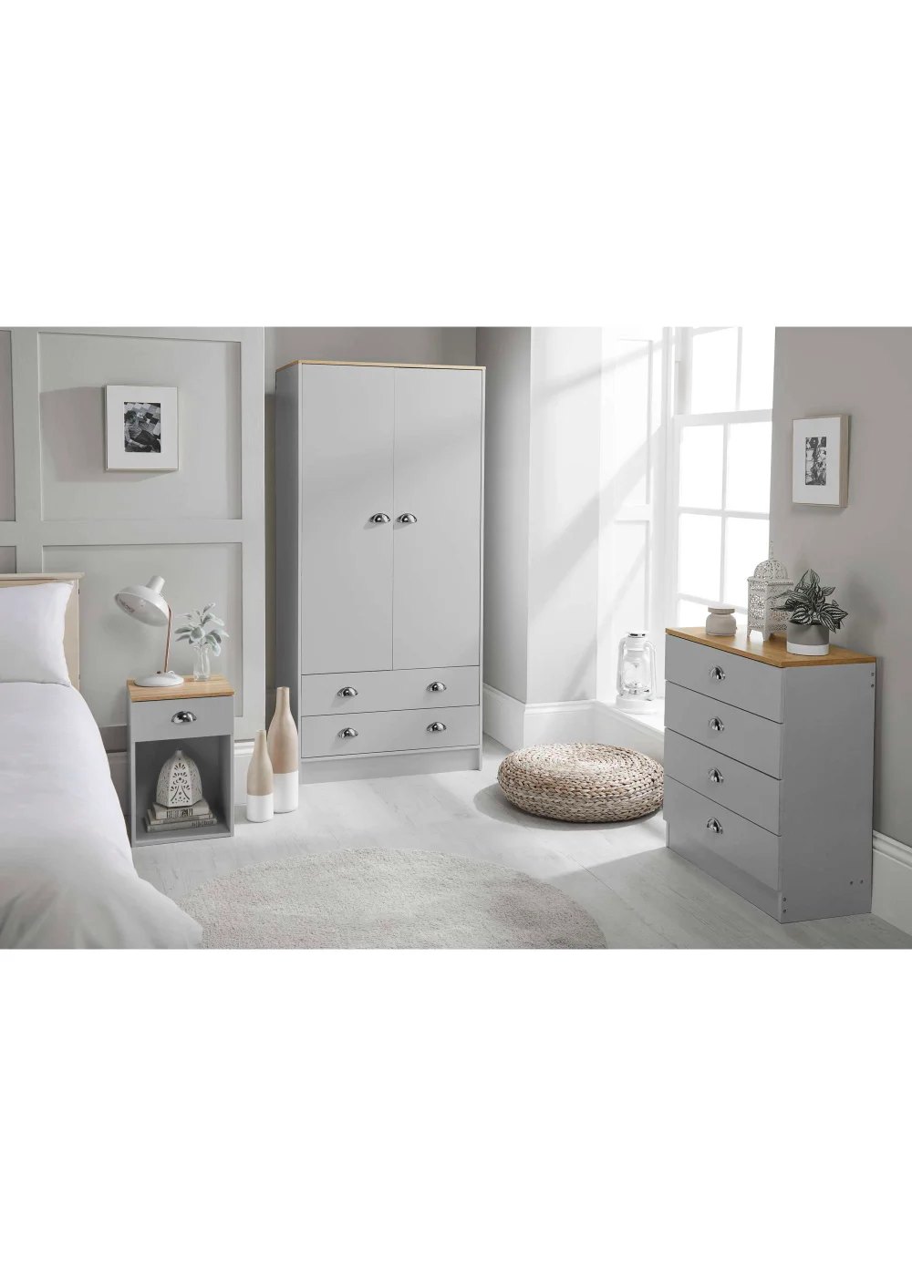 Lloyd Pascal Linwood One Drawer Bedside Table (48cm x 32cm x 31.5cm) - One Size Image 5