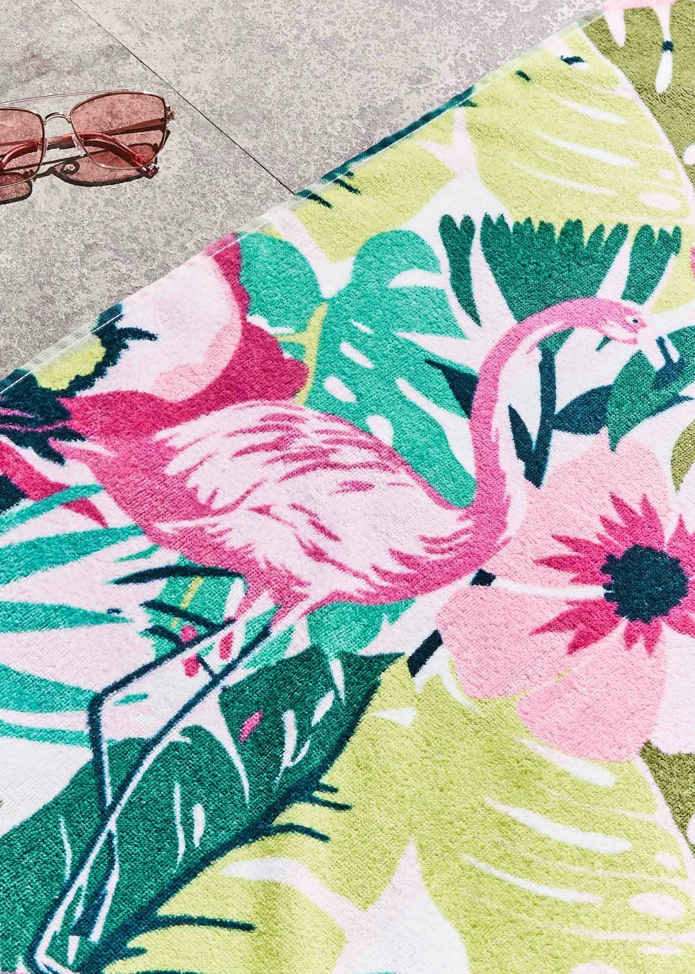 Sassy B Tropical Flamingo Stripe Cotton Beach Towel - One Size Image 3