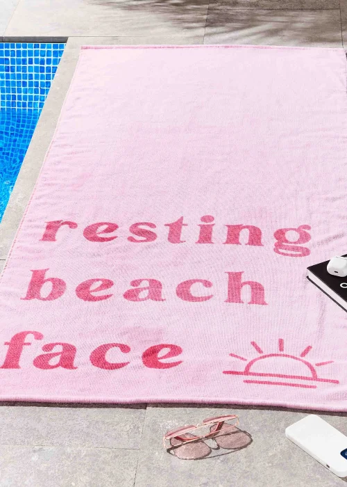 Sassy B Resting Beach Face Cotton Beach Towel - One Size Image 1