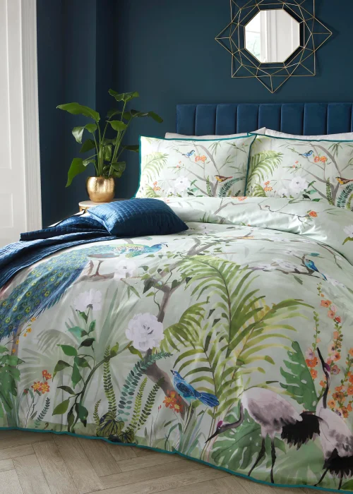 Soiree Peacock Jungle Sateen Multi Duvet Cover Set - Double Image 5