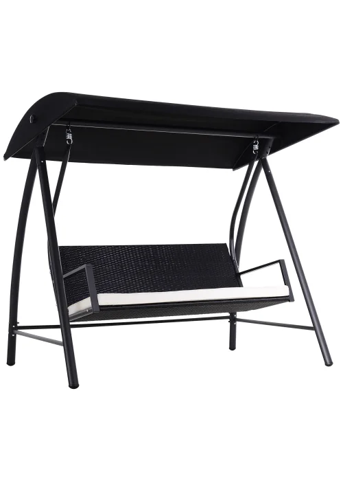 Outsunny 3 Seater Garden Rattan Swing Chair Hammock - One Size Image 2