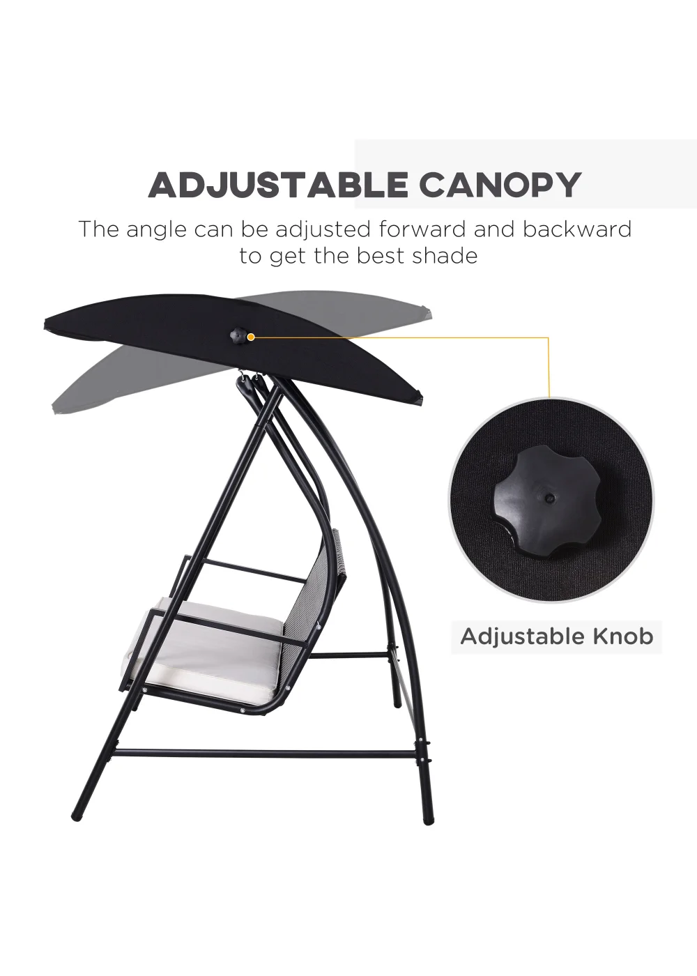 Outsunny 3 Seater Garden Rattan Swing Chair Hammock - One Size Image 4