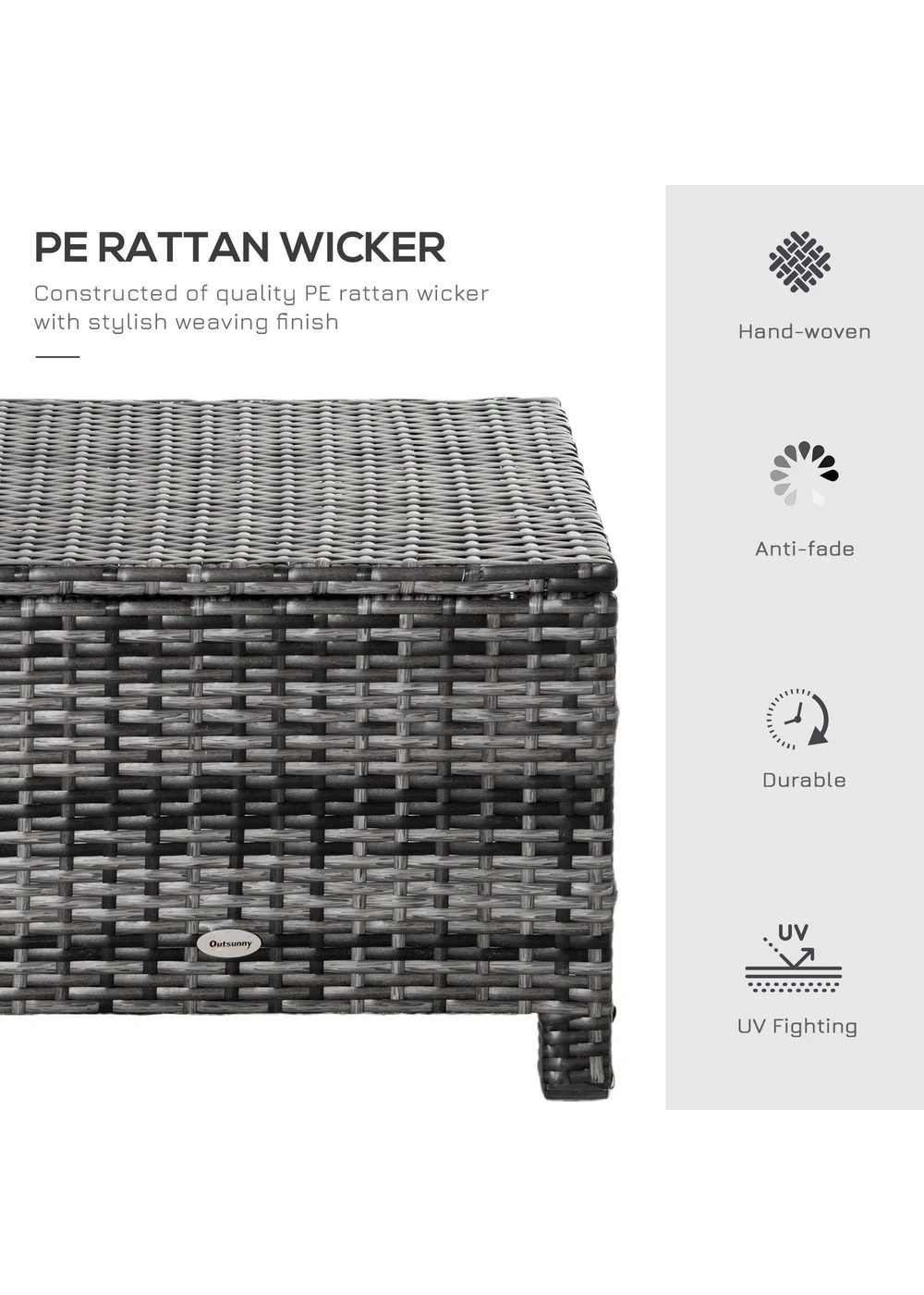 Outsunny Rattan Footstool Wicker Ottoman with Padded Seat for Backyard Garden - One Size Image 4