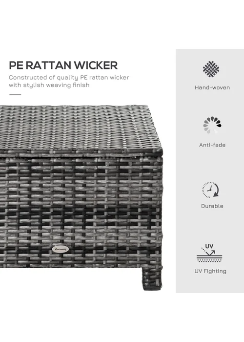 Outsunny Rattan Footstool Wicker Ottoman with Padded Seat for Backyard Garden - One Size Image 4