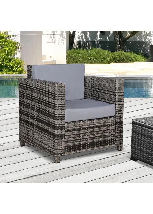 Outsunny 1 Seater Rattan Garden Chair (75cm x 70cm x 80cm) - One Size Image 1