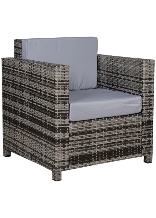 Outsunny 1 Seater Rattan Garden Chair (75cm x 70cm x 80cm) - One Size Image 2