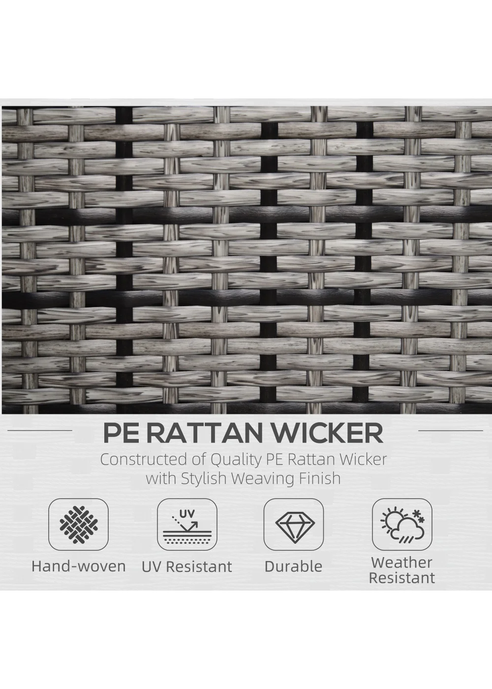 Outsunny 1 Seater Rattan Garden Chair (75cm x 70cm x 80cm) - One Size Image 4