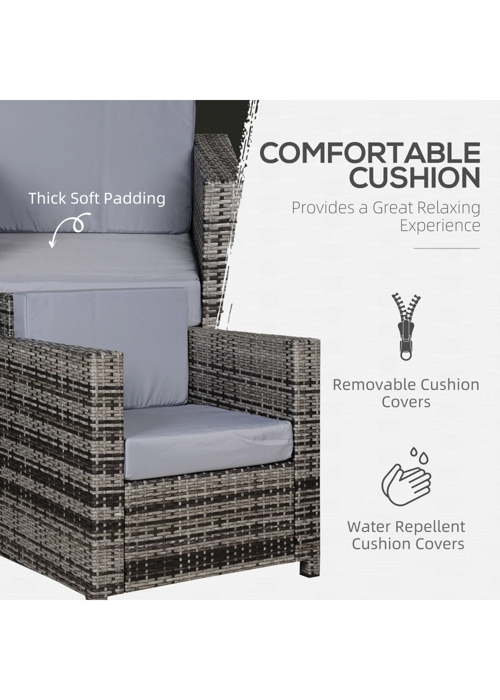 Outsunny 1 Seater Rattan Garden Chair (75cm x 70cm x 80cm) - One Size Image 5