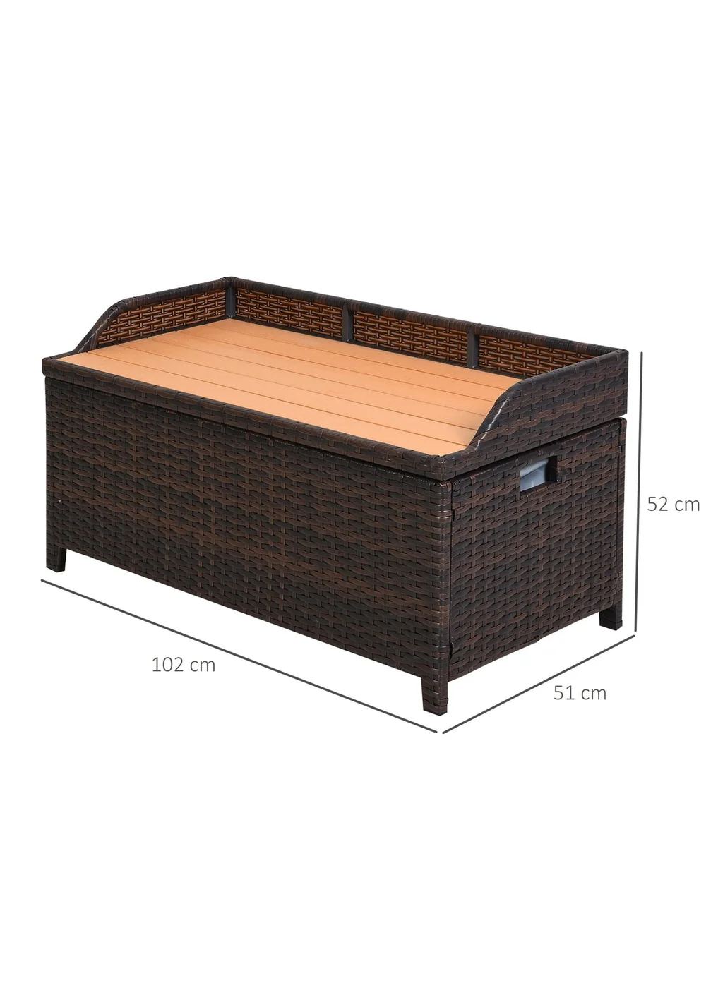 Outsunny Rattan Outdoor Storage Bench with Aluminium Frame - One Size Image 3
